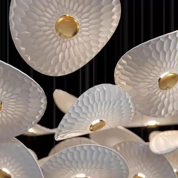 Ceramic Lotus Leaf Chandelier - Image 4