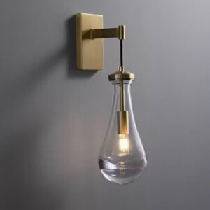 All-Copper Water Drop Wall Lamp Simple Bedroom Living Room and Bedside Glass Wall Lamp