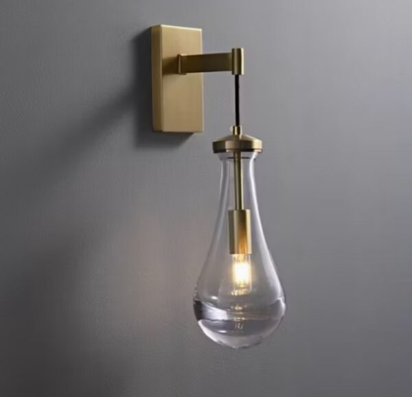 All-Copper Water Drop Wall Lamp Simple Bedroom Living Room and Bedside Glass Wall Lamp