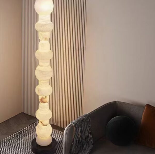 Spanish Natural Marble Floor Lamp Senior Living Room Decoration Vertical Lamp