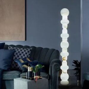 Spanish Natural Marble Floor Lamp Senior Living Room Decoration Vertical Lamp