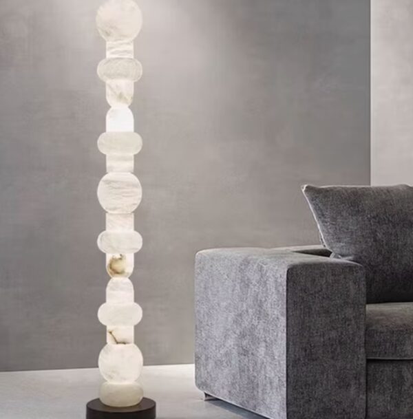 Spanish Natural Marble Floor Lamp Senior Living Room Decoration Vertical Lamp