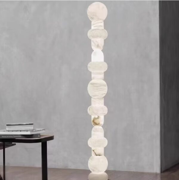 Spanish Natural Marble Floor Lamp Senior Living Room Decoration Vertical Lamp
