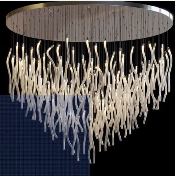 Modern Large Interior Decoration Hotel Lobby Home Stainless Steel Glass Tube Chandelier
