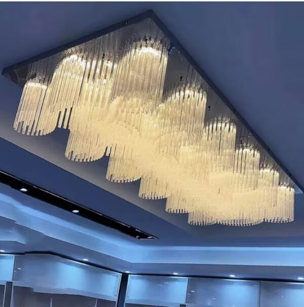 Modern Large Interior Decoration Hotel Lobby Home Stainless Steel Glass Tube Chandelier