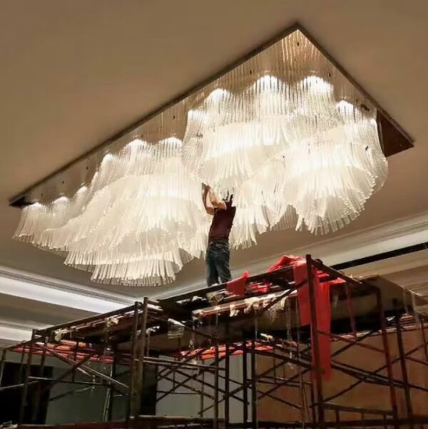 Modern Large Interior Decoration Hotel Lobby Home Stainless Steel Glass Tube Chandelier