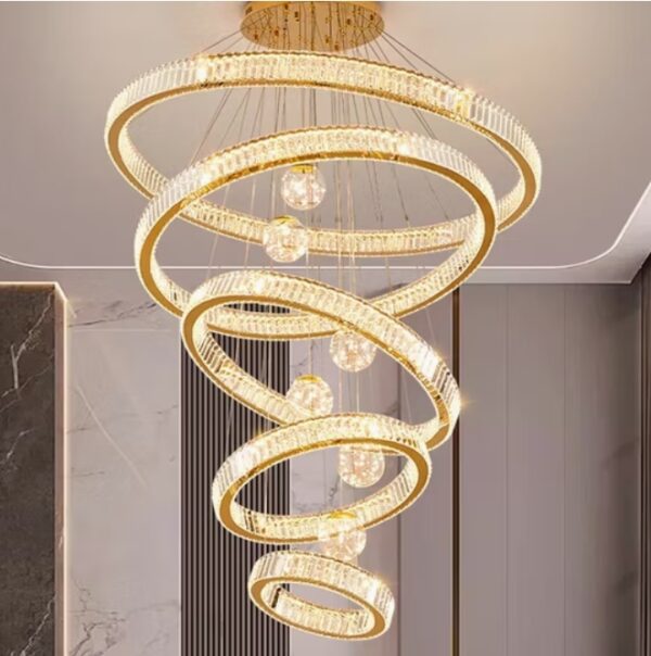 Tradition Duplex Stair Chandelier Living Room Bedroom Round Crystal Chandelier