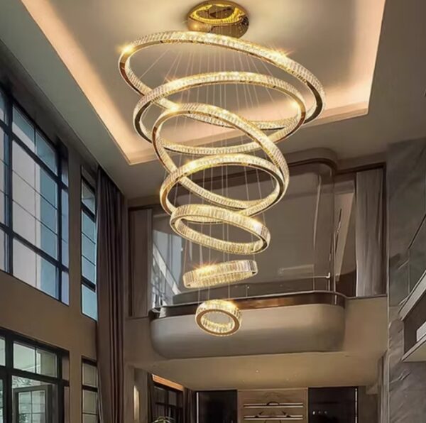 Tradition Duplex Stair Chandelier Living Room Bedroom Round Crystal Chandelier