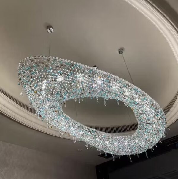 Modern Art Crystal Chandelier Simple Home Dining Room Decoration Oval LED Chandelier
