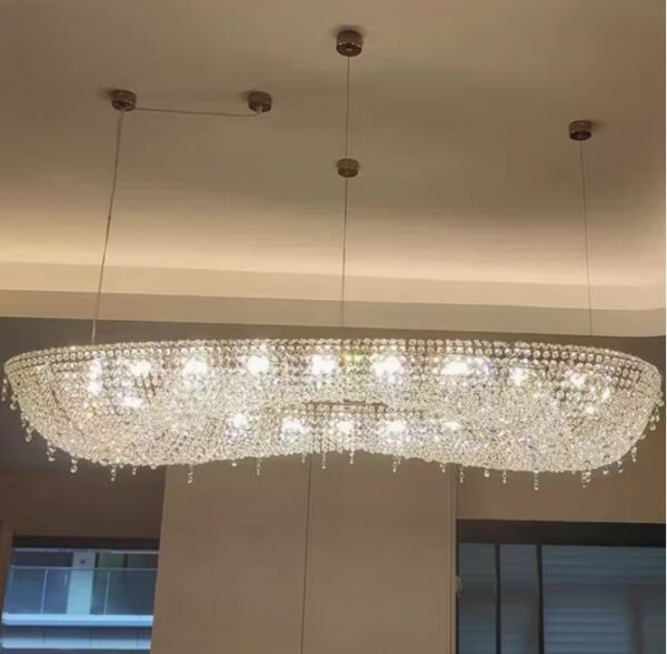 Modern Art Crystal Chandelier Simple Home Dining Room Decoration Oval LED Chandelier