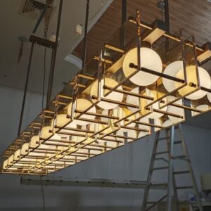 Stainless Steel Glass Rectangular Hanging Crystal Chandelier Decoration Project Modern Custom Lighting