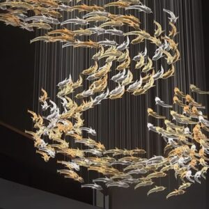 Modern Hotel Decoration Fish Chandelier Indoor Restaurant Shopping Mall Lobby Hanging Chandelier