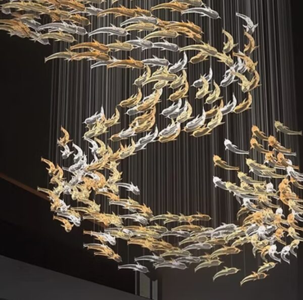 Modern Hotel Decoration Fish Chandelier Indoor Restaurant Shopping Mall Lobby Hanging Chandelier