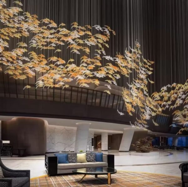 Modern Hotel Decoration Fish Chandelier Indoor Restaurant Shopping Mall Lobby Hanging Chandelier
