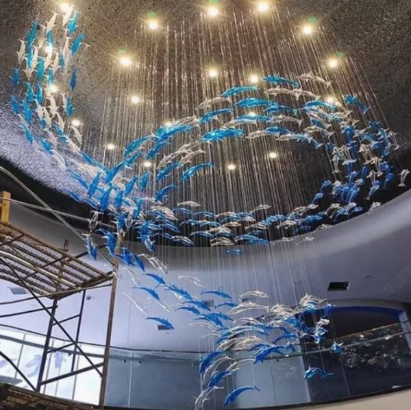 Modern Hotel Decoration Fish Chandelier Indoor Restaurant Shopping Mall Lobby Hanging Chandelier