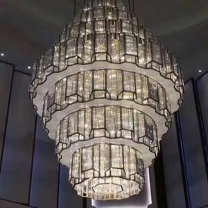 Light Luxury Hotel Lobby Shopping Mall Ceiling Custom Large Crystal Project Light