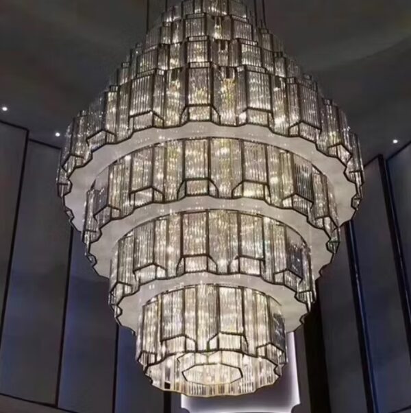 Light Luxury Hotel Lobby Shopping Mall Ceiling Custom Large Crystal Project Light