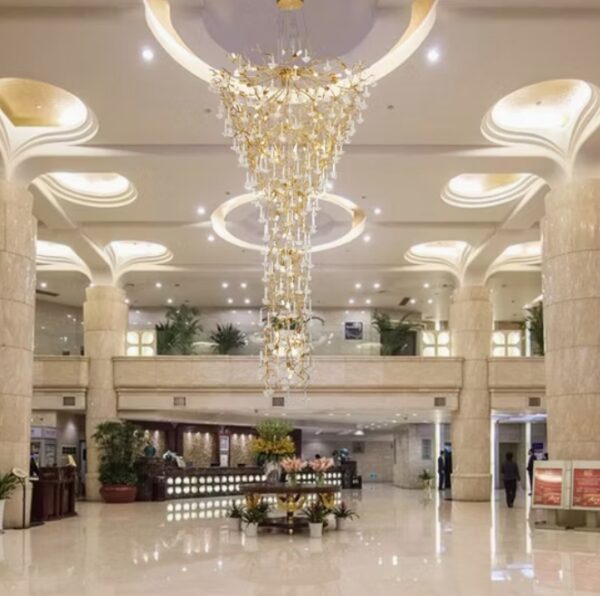 Custom Copper Branch Crystal Chandelier Hotel Villa Project Interior Decoration Fixtures Lighting