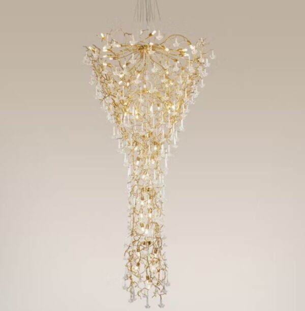 Custom Copper Branch Crystal Chandelier Hotel Villa Project Interior Decoration Fixtures Lighting