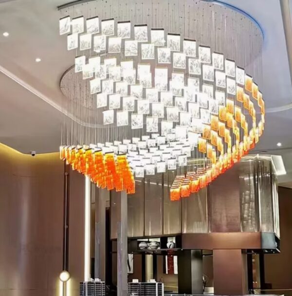 Custom Interior Lighting Design Modern Hotel Ceiling Glass Lamp Acrylic LED Chandeliers