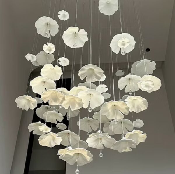 Duplex Chandelier Designer Hotel Stair Lighting Project Creative Decorative Lotus Chandelier