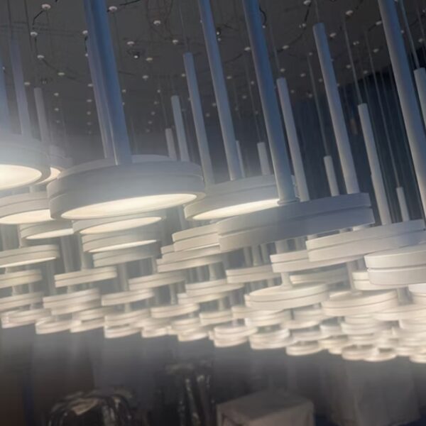 Customizable Aluminum Chandeliers with Intelligent Dimming for Interior Lighting in The Hotel Lobby