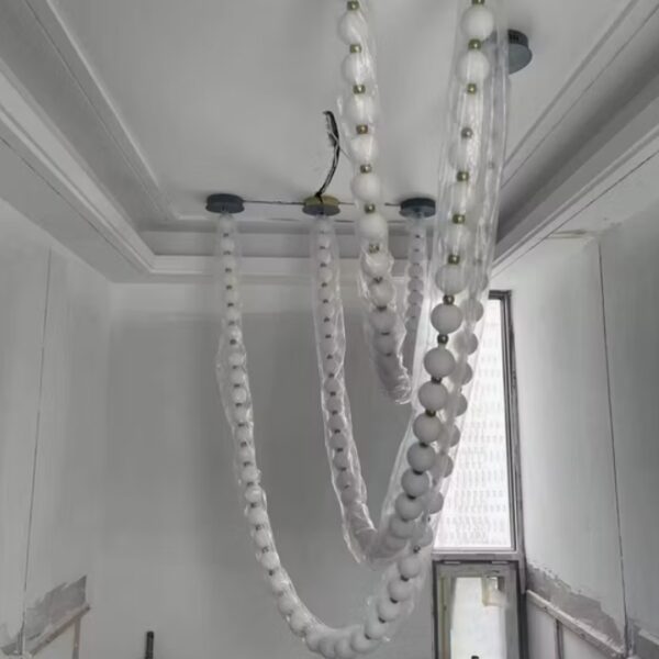 Modern Hotel Lobby Decorative Glass Light Sales Department Stairwell Necklace Chandelier