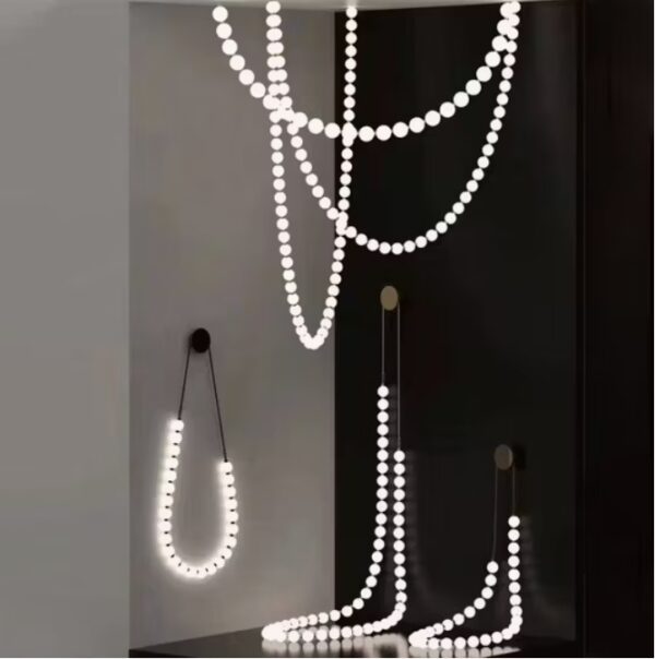 Modern Hotel Lobby Decorative Glass Light Sales Department Stairwell Necklace Chandelier