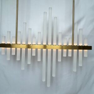 Modern Linear Chandelier Stainless Steel & Acrylic LED Pendant Light | Luxury Custom Lighting Manufacturer