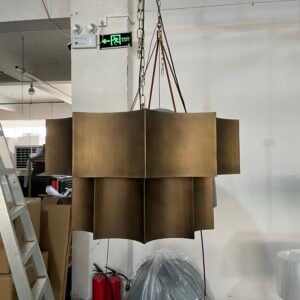 Modern Brass Pendant Chandelier – Luxury Layered Metal Ceiling Light for Interior Projects